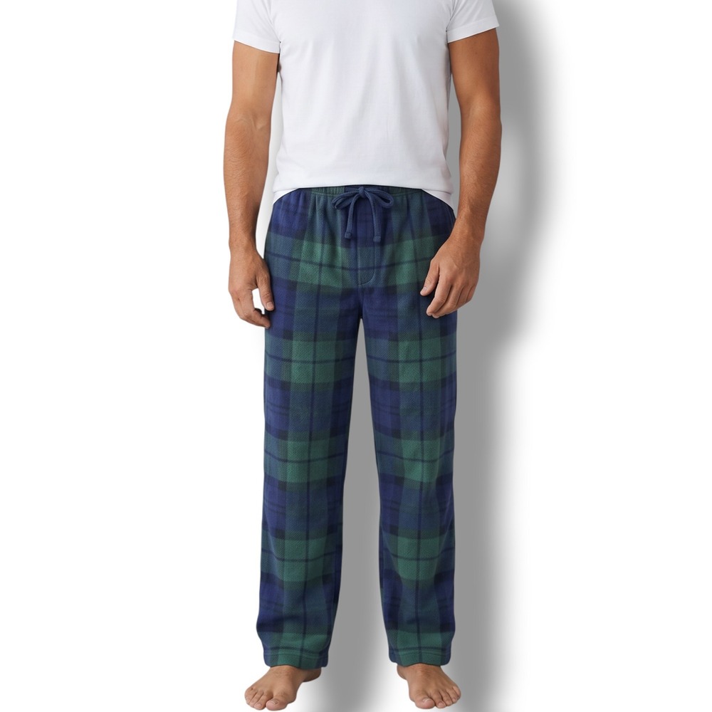 NWT Club Room Fleece Pajama Pants Men's Size Medium M Green Navy Plaid